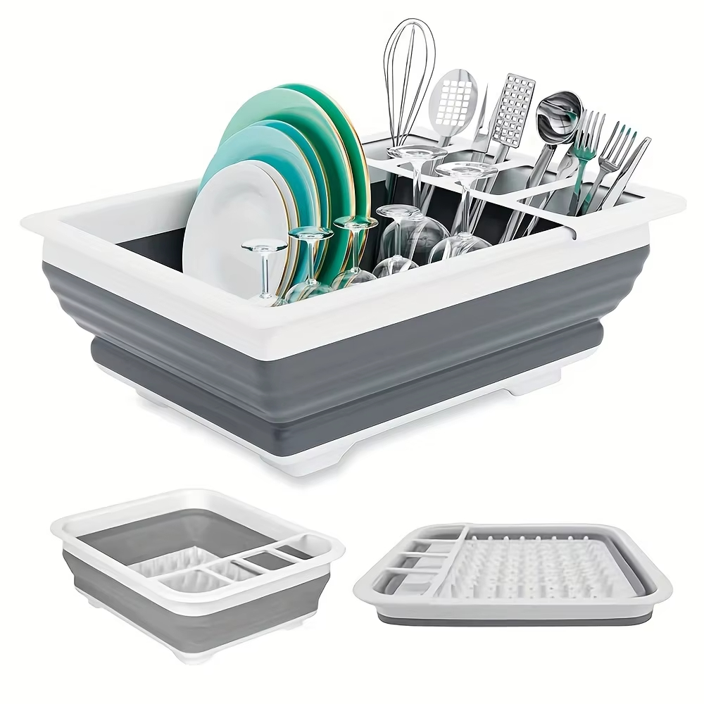 Outdoor Camping World - 折りたたみ式食器乾燥ラック、食器ホルダー付き、RV、キャンプ用 - 1個のプラスチック製食器乾燥ラック、旅行用トレーラーとキャンピングカーに最適