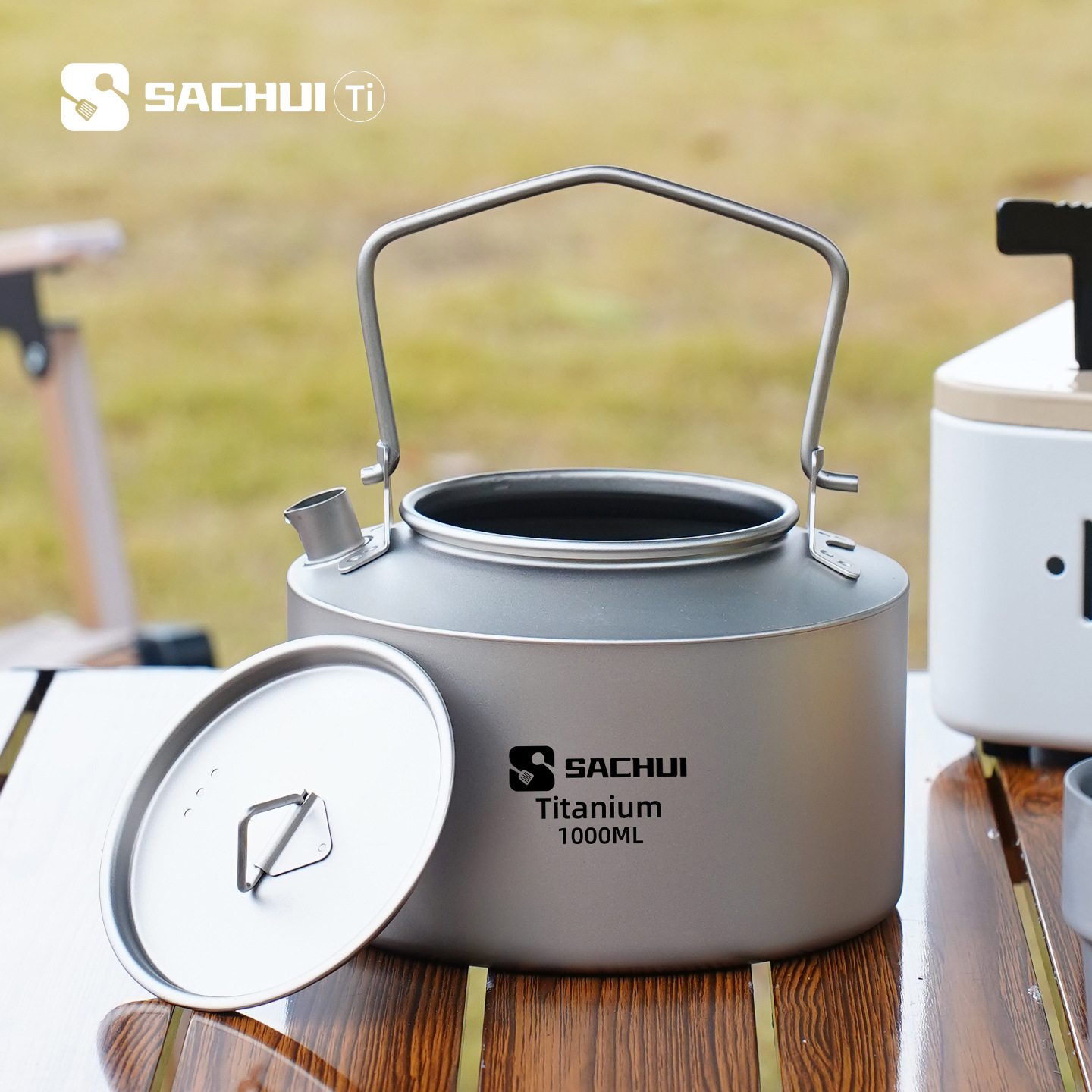 Outdoor Camping World - 1000 ミリリットル純チタンケトル屋外超軽量茶コーヒーポットキャンプ調理器具ハイキング旅行用ポータブルウォーターケトル