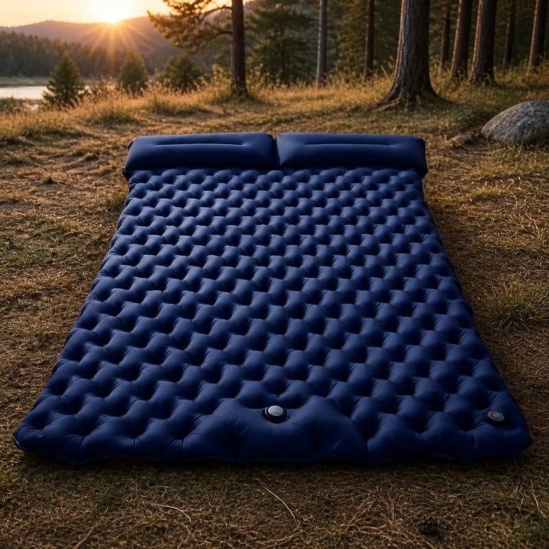 Outdoor Inflatable Camping Tent With Air Pump - キャンプ用ポータブルダブルエアマットレス、軽量折りたたみ式スリーピングパッド、アウトドアアドベンチャーや車での旅行に最適