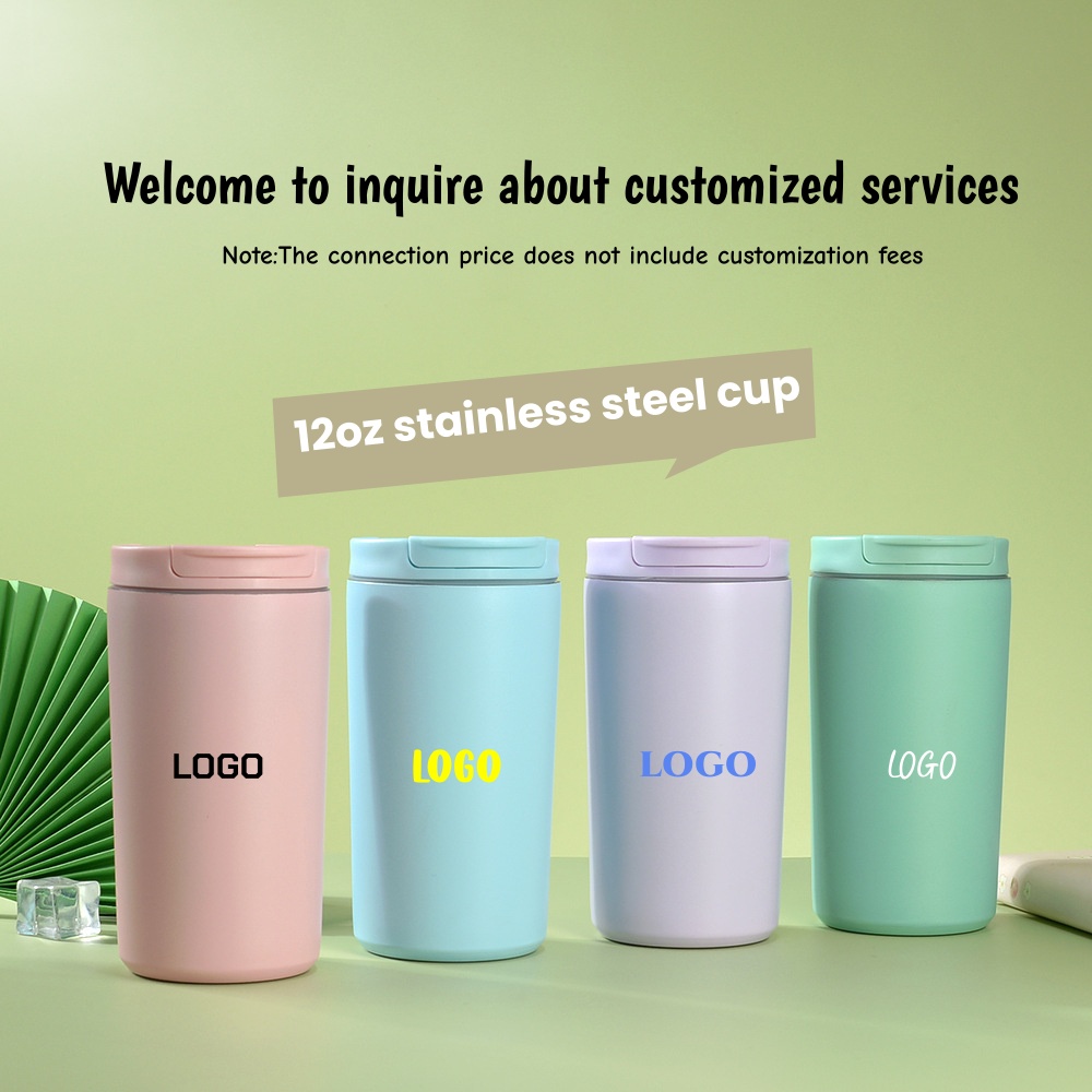 Vacuum Insulated Flask - 12オンス トラベルステンレススチールコーヒーカップ 保温マグカップ 漏れ防止魔法瓶 水筒 真空断熱カップ
