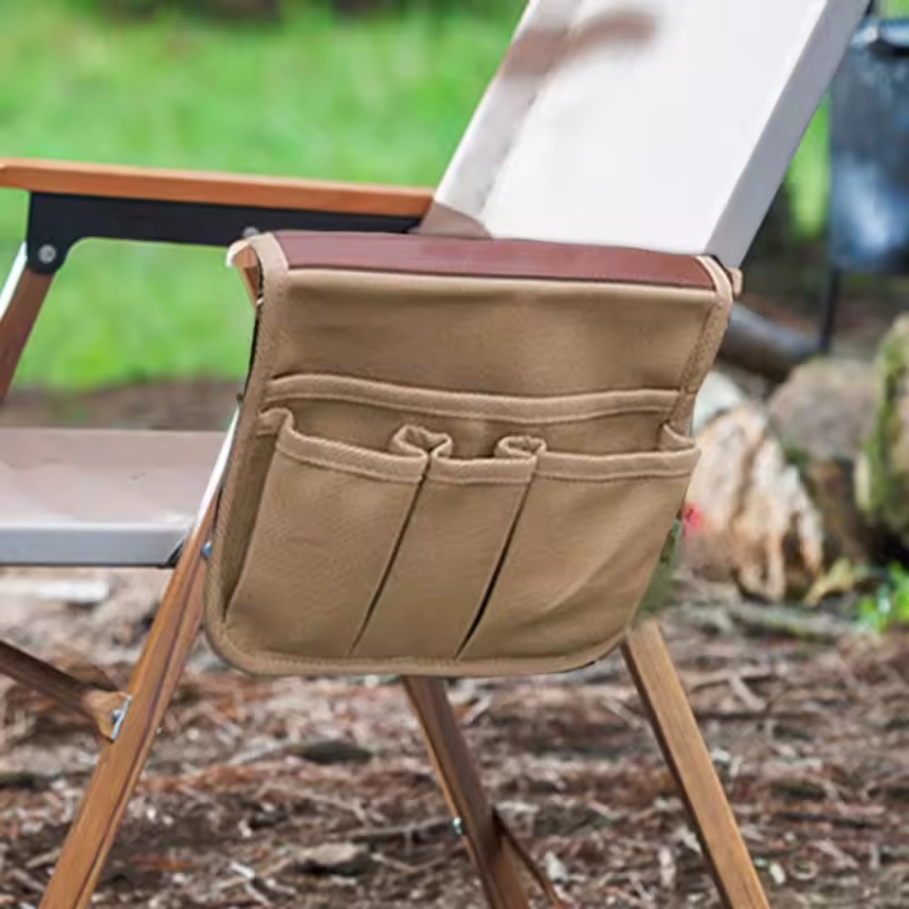 Outdoor Camping Hammock Chair - 1×キャンプチェアアームレスト収納バッグアウトドアポータブルチェアサイドハンギングバッグ耐摩耗性二層収納バッグキャンプ用品
