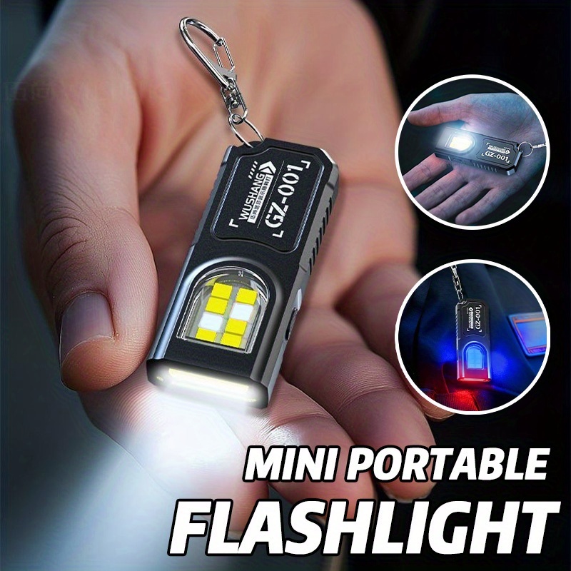 Outdoor Camping Adventure - 強力なミニCOB LEDキーホルダー懐中電灯、USB C充電式、吊り下げ式作業灯、防水キーリング、キャンプ、ウォーキング、ポケットランプ