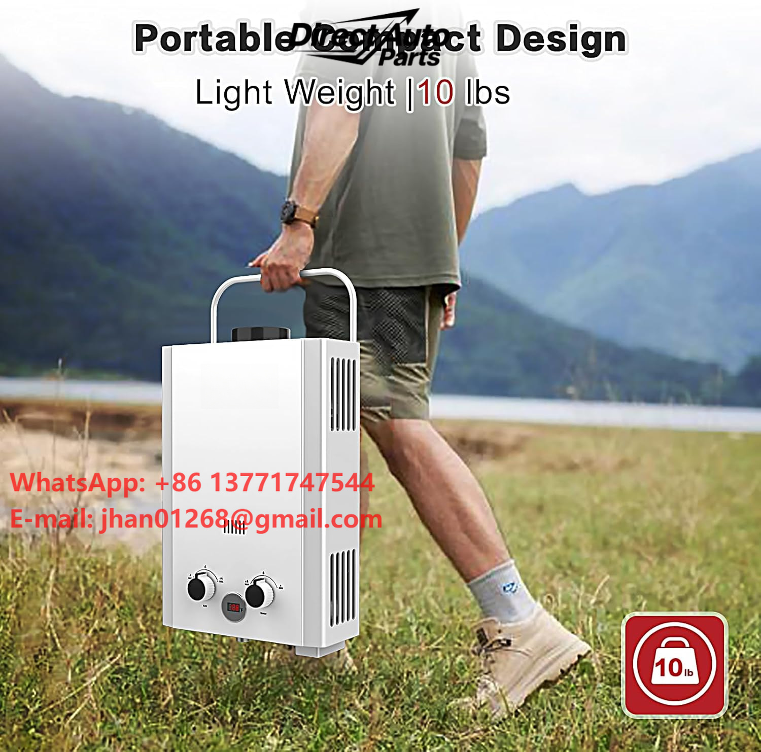 Outdoor Camping Hot Water Shower - ハンドルと過熱保護機能付きプロパンタンクレス給湯器、RVキャンプ用インスタント温水、屋外シャワー、ホワイト