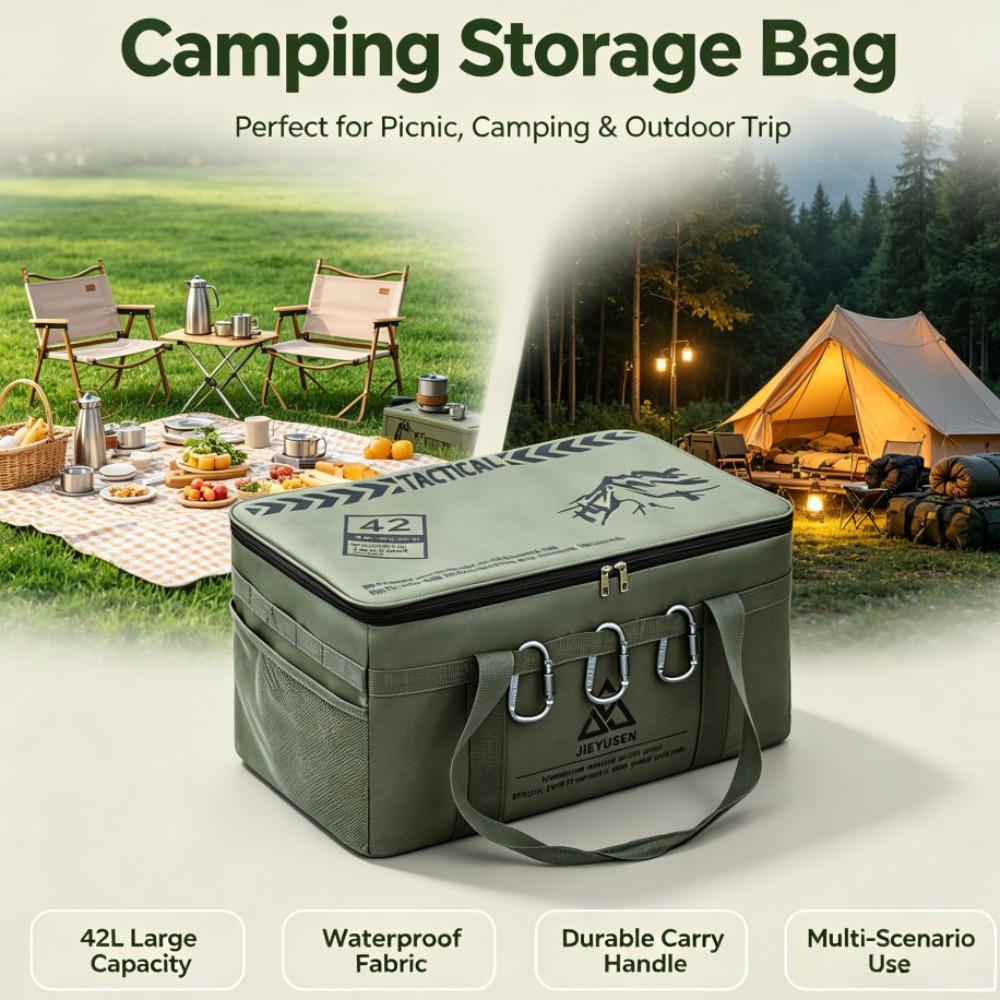 Outdoor Camping World - 30/42L 折りたたみ式ポータブル屋外ピクニック食器収納ボックス戦術的なキャンプ収納バッグ大容量屋外調理器具