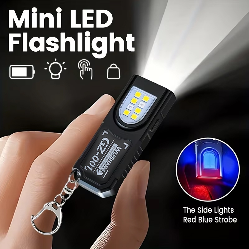Outdoor Camping Adventure - 多機能キーホルダー懐中電灯 USB 充電式ミニ懐中電灯 COB ワークライト付きキーリングキャンプウォーキングポケットランプ