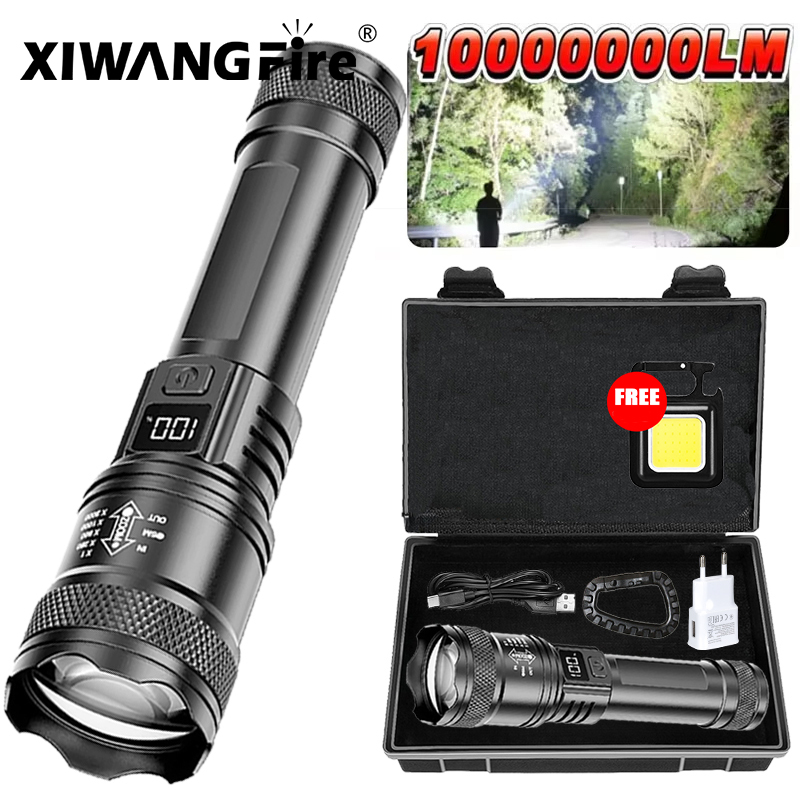 Outdoor Camping Adventure - 超高輝度 LED 懐中電灯 2000LM Type-C 充電式長距離ズーム戦術トーチ屋外緊急キャンプ釣りランタン