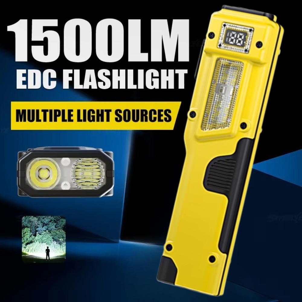 Outdoor Camping Adventure - 超薄型 EDC 充電式 LED 懐中電灯バッテリーディスプレイデュアルスイッチポケットペンライトポータブルワークライトハイキングキャンプ用
