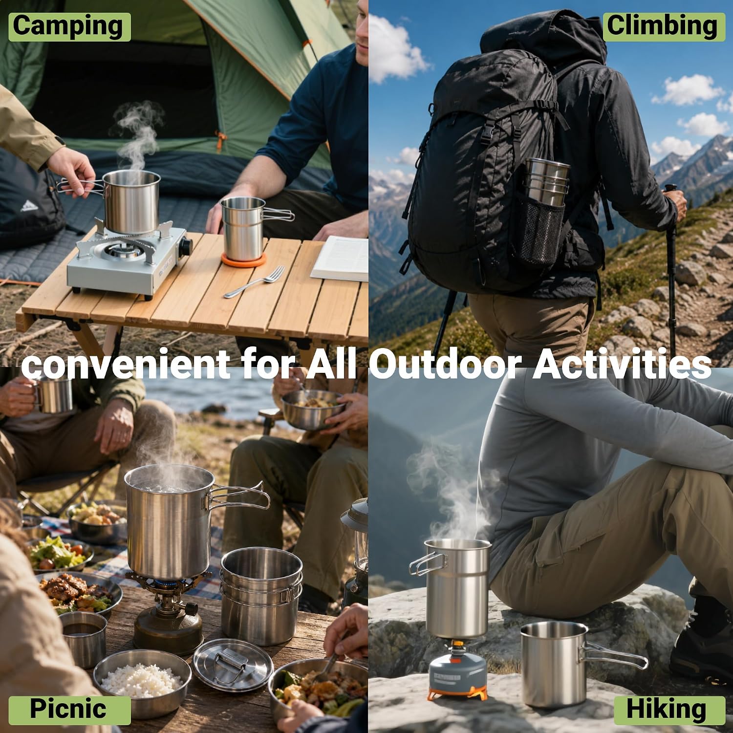 折りたたみ式キャンプカップマグカップキャンプポット調理器具3 - Outdoor Camping World のレビューと価格