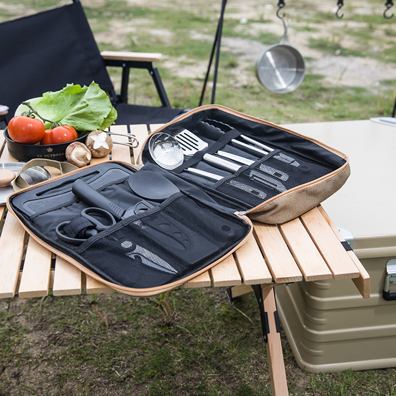 8 個キャンプキッチン調理器具セットポータブルバッグアウトド - Outdoor Camping World のレビューと価格