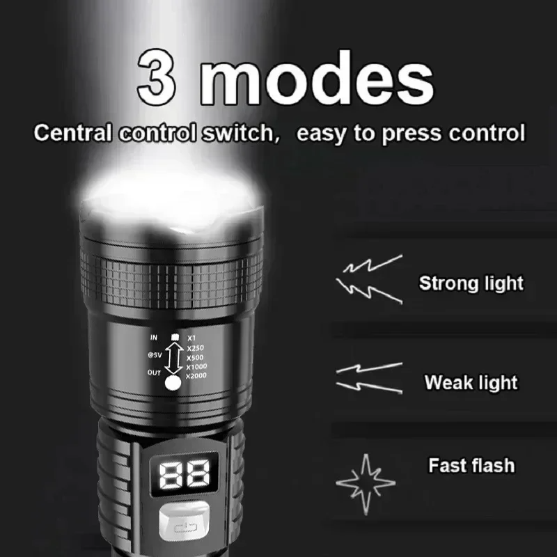 充電式 LED 懐中電灯 100000LM 超高輝度長距離戦 - Outdoor Camping Adventure のレビューと価格