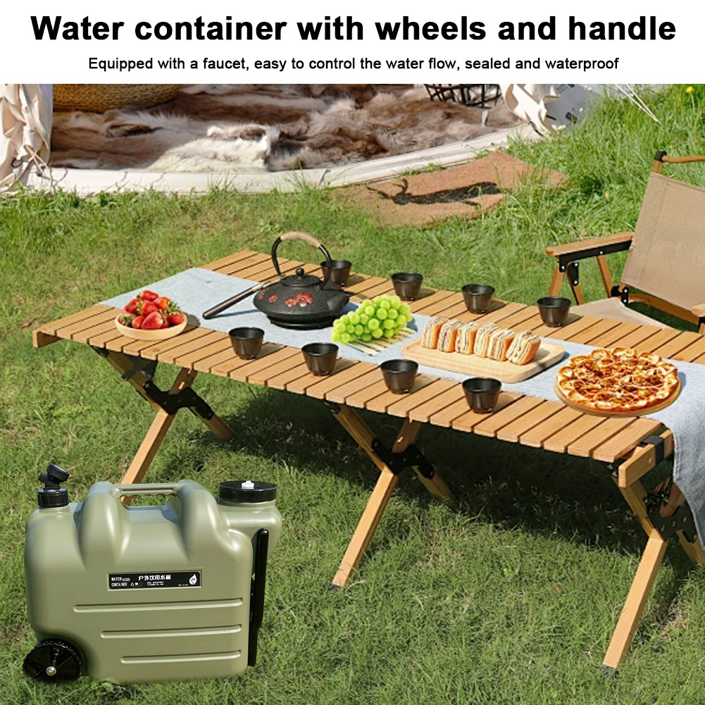 蛇口と車輪付きのキャンプ用バケツ,ポータブルトロリー,大きな - Outdoor Camping Water Tank のレビューと価格