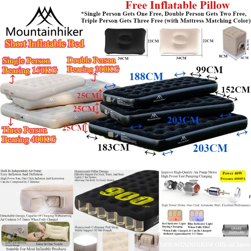 MOUNTAINHIKER インテリアインフレータブルエアマ - Outdoor Inflatable Camping Tent With Air Pump のレビューと価格