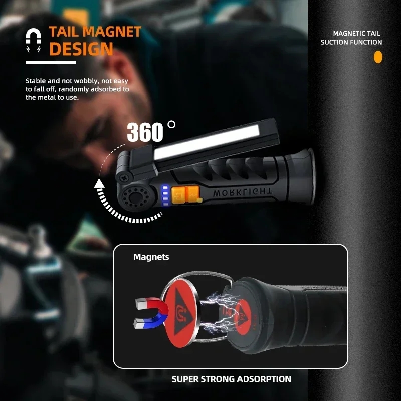 ポータブル COB LED 懐中電灯 USB 充電式ワークラ - Outdoor Camping Accessories のレビューと価格