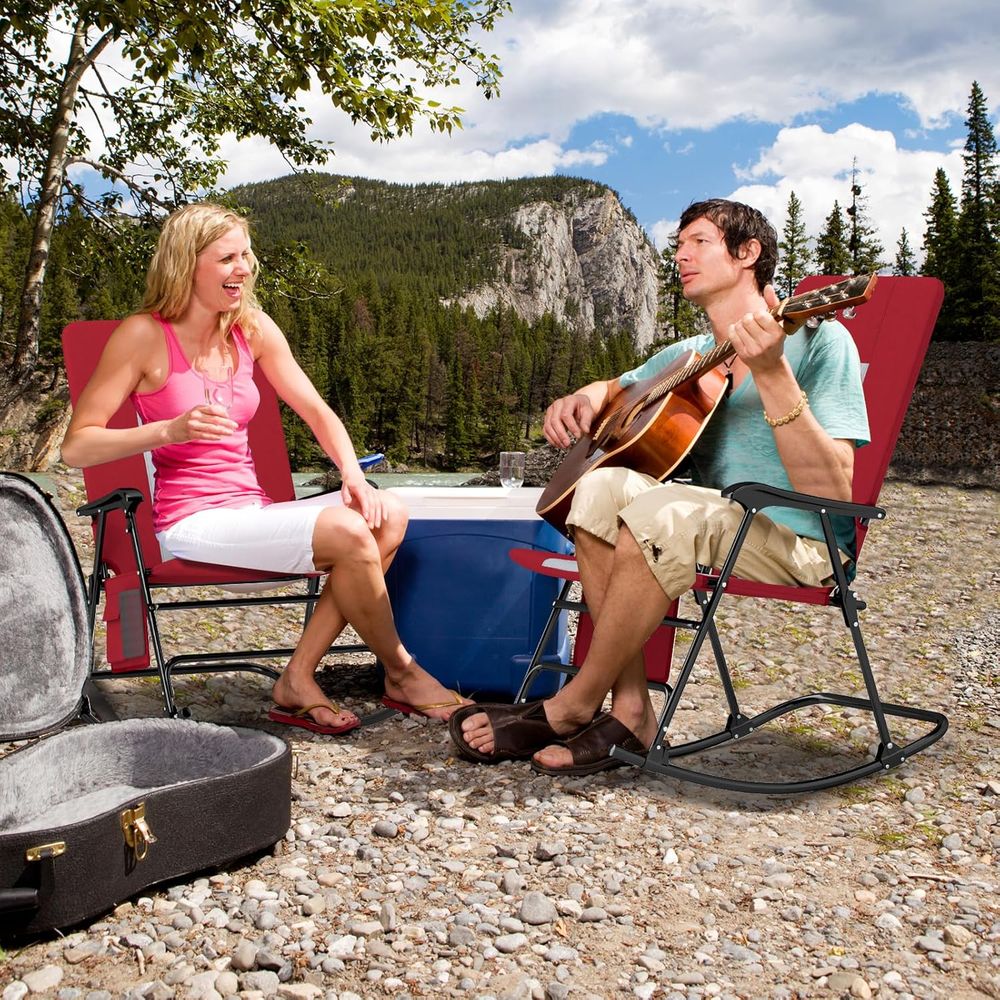 特大パッド入り屋外ロッキングチェア、金属フレーム付き、パティ - Outdoor Camping Rocking Chair のレビューと価格