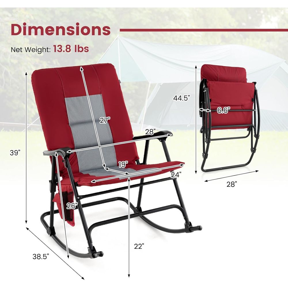 特大パッド入り屋外ロッキングチェア、金属フレーム付き、パティ - Outdoor Camping Rocking Chair のレビューと価格