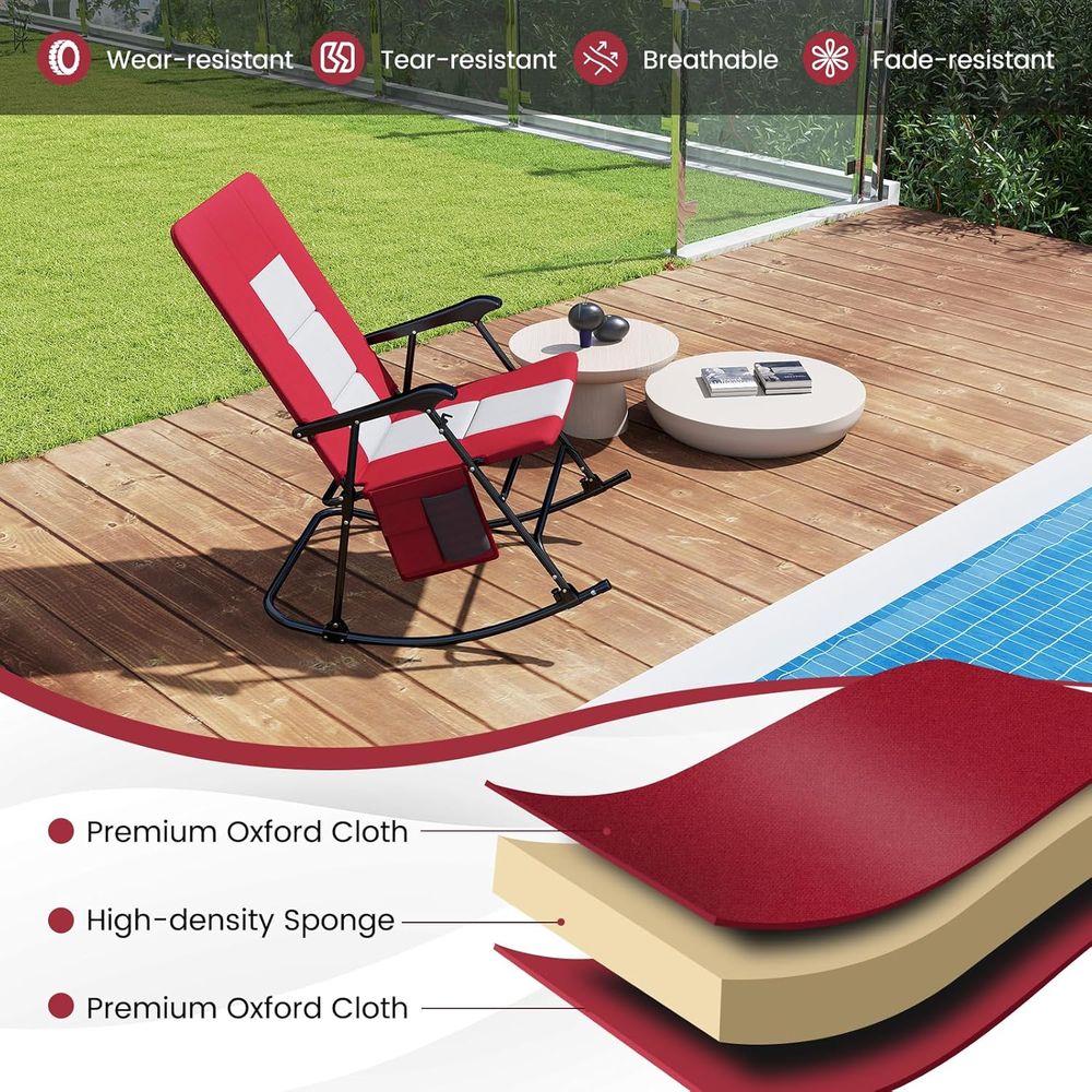 特大パッド入り屋外ロッキングチェア、金属フレーム付き、パティ - Outdoor Camping Rocking Chair のレビューと価格