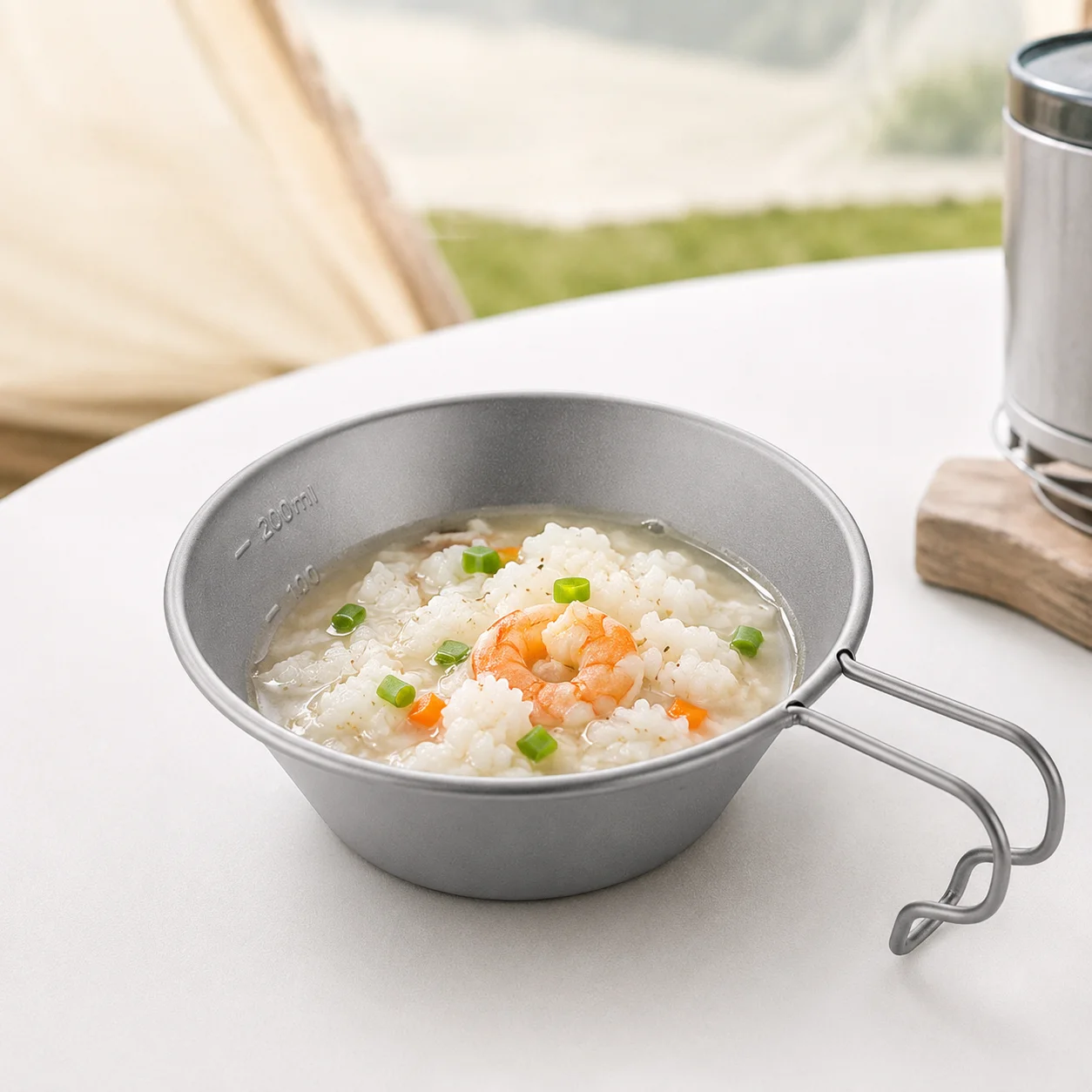 チタン製シエラボウル 軽量キャンプカップ 固定ハンドル付き  - Outdoor Camping Meals のレビューと価格