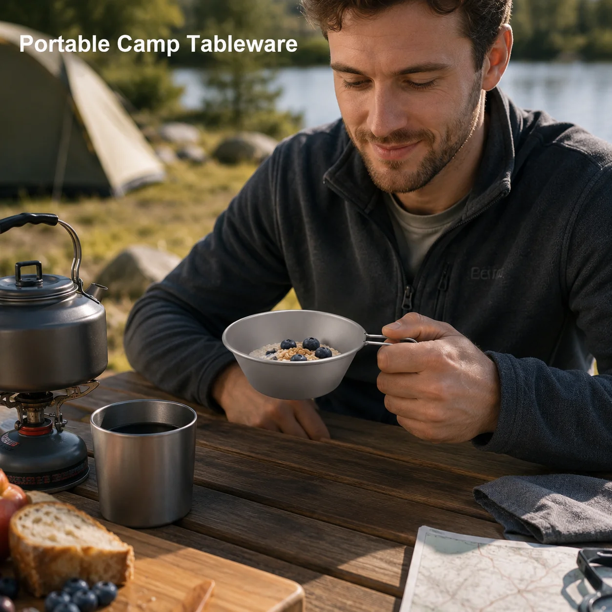チタン製シエラボウル 軽量キャンプカップ 固定ハンドル付き  - Outdoor Camping Meals のレビューと価格