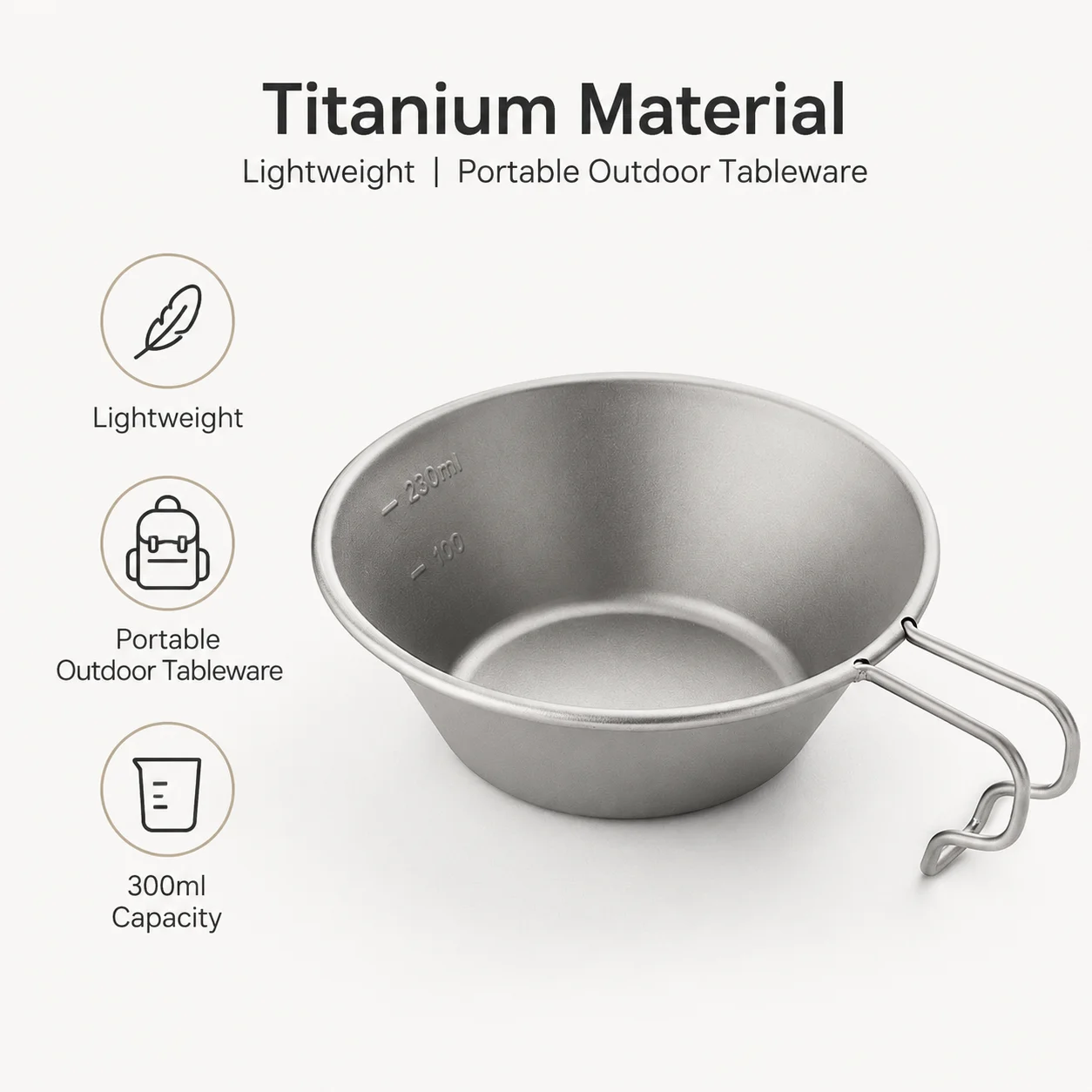 チタン製シエラボウル 軽量キャンプカップ 固定ハンドル付き  - Outdoor Camping Meals のレビューと価格