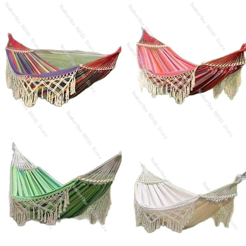 キャンバスダブルハンモック タッセル付き 屋外キャンプスイン - Outdoor Camping Hammock Chair のレビューと価格