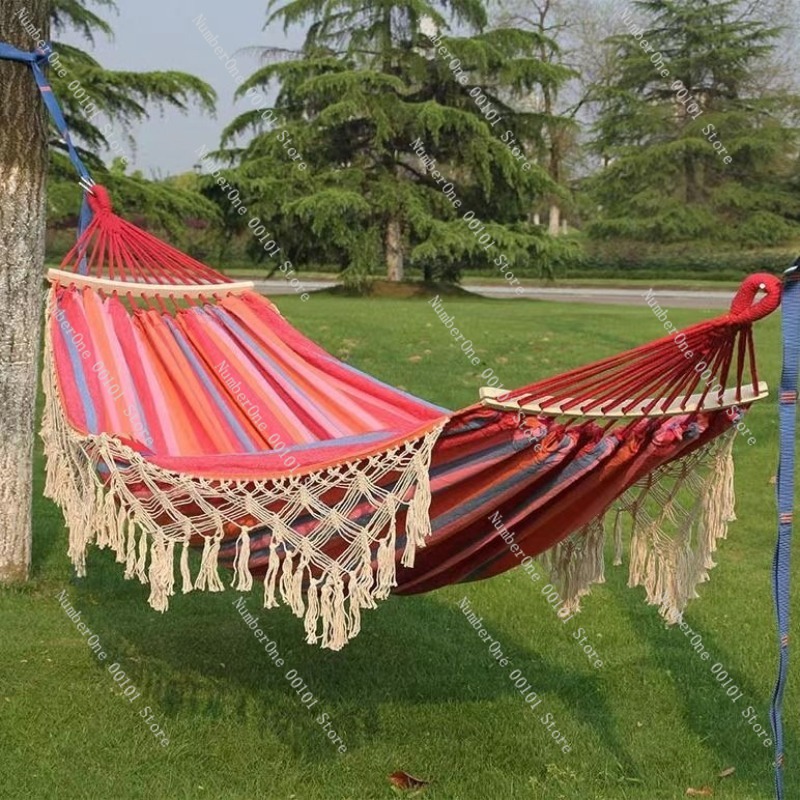 キャンバスダブルハンモック タッセル付き 屋外キャンプスイン - Outdoor Camping Hammock Chair のレビューと価格