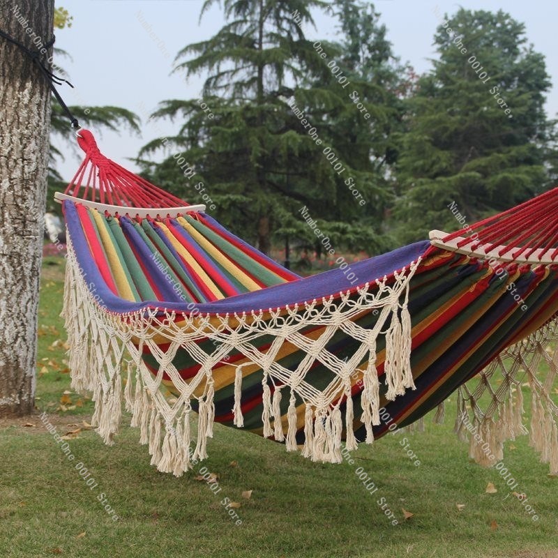 キャンバスダブルハンモック タッセル付き 屋外キャンプスイン - Outdoor Camping Hammock Chair のレビューと価格