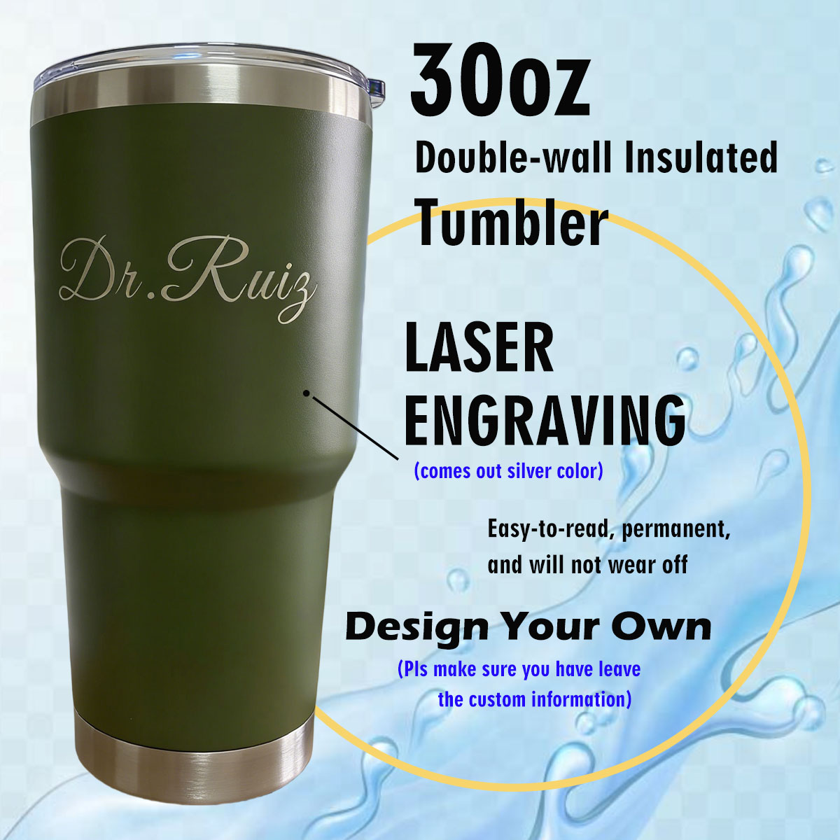 カスタムメイドの30オンス真空断熱ステンレス鋼製大容量タンブ - Vacuum Insulated Flask のレビューと価格