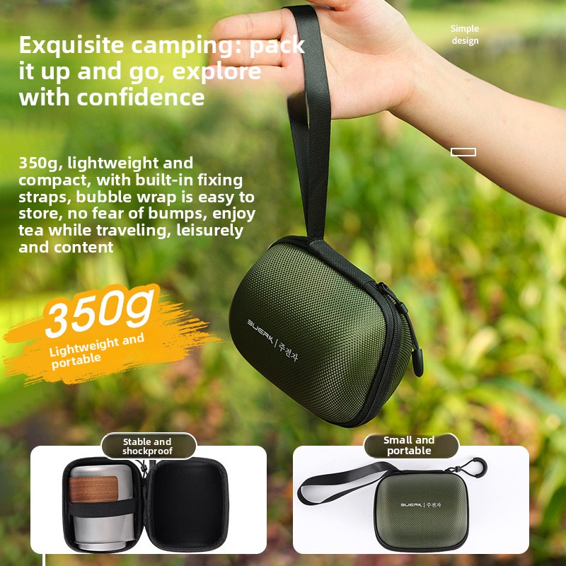 携帯用旅行茶器セット、チタンメッキ合金製ティーポットと二重壁 - Outdoor Camping Kettle のレビューと価格