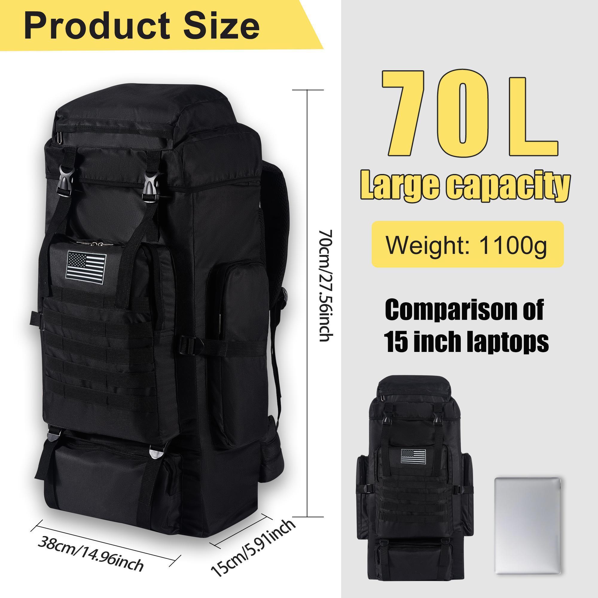 70L プロフェッショナルハイキングバックパック 大容量 人 - Outdoor Camping Backpack のレビューと価格
