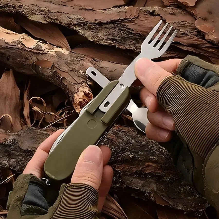 キャンプ用品 5-in-1 ステンレス製トラベルセット、多機 - Outdoor Camping World のレビューと価格