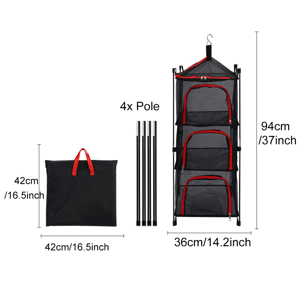屋外キャンプ収納乾燥ネット、ポール付きメッシュバスケット、3 - Outdoor Camping World のレビューと価格
