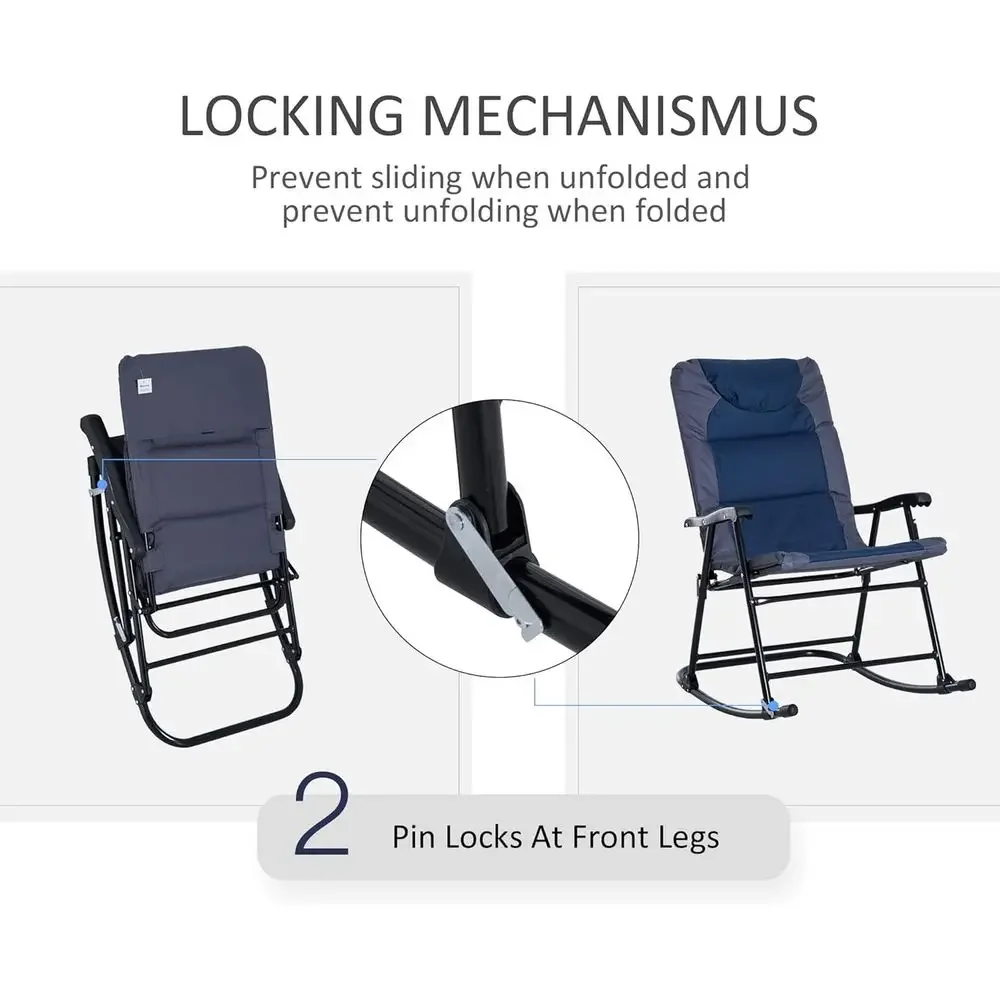 ネイビーブルーの3ピース屋外パティオ家具セット、ガラス製コー - Outdoor Camping Rocking Chair のレビューと価格