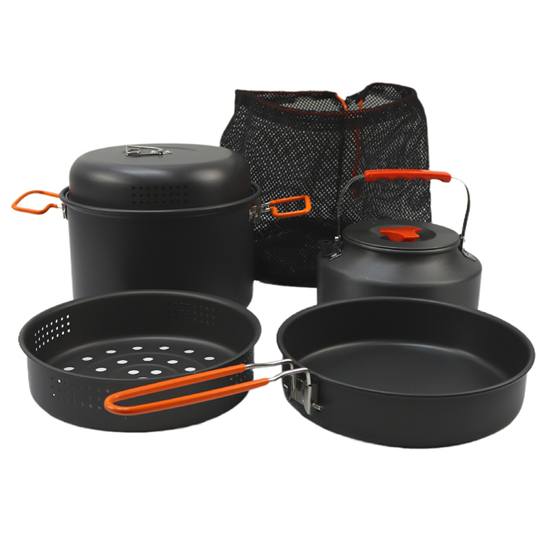 屋外調理器具セット、キャンプ調理鍋、ケトル、蒸し器、フライパ - Outdoor Camping Kettle のレビューと価格