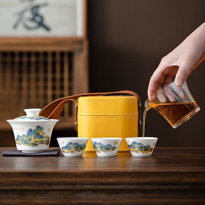 トラベルジェイドホワイト磁器茶器セット、功夫茶器、茶醸造用ケ - Outdoor Camping Kettle のレビューと価格