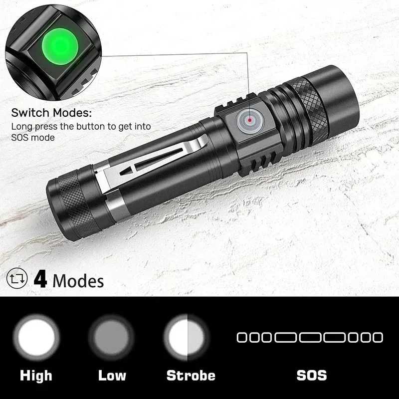 T6 LED 充電式懐中電灯、18650 ズーム可能なトーチ - Outdoor Camping Adventure のレビューと価格