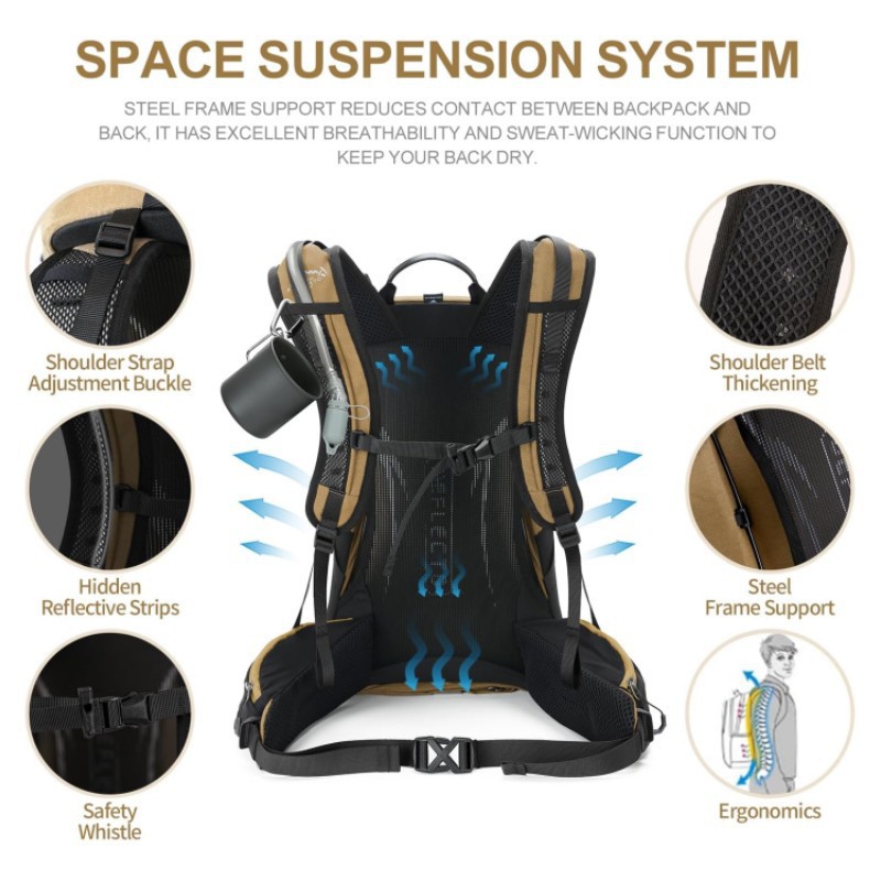 大型防水耐裂性ハイキングバックパック、通気性のあるテント収納 - Outdoor Camping Backpack のレビューと価格