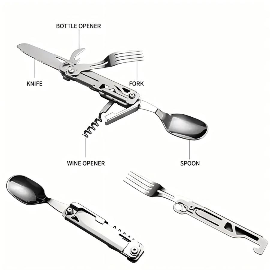 1個6in1多機能カトラリーセット アウトドア食器 キャンプ - Outdoor Camping Meals のレビューと価格
