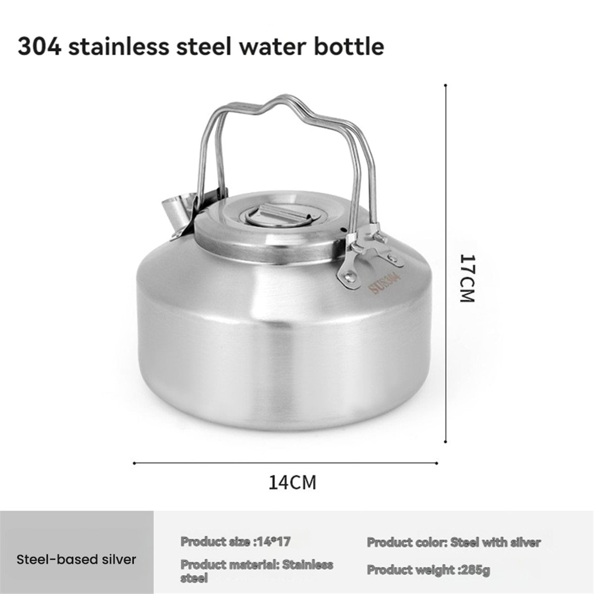人気のステンレス製ダブルハンドルウォーターケトル1.3Lポー - Outdoor Camping Kettle のレビューと価格