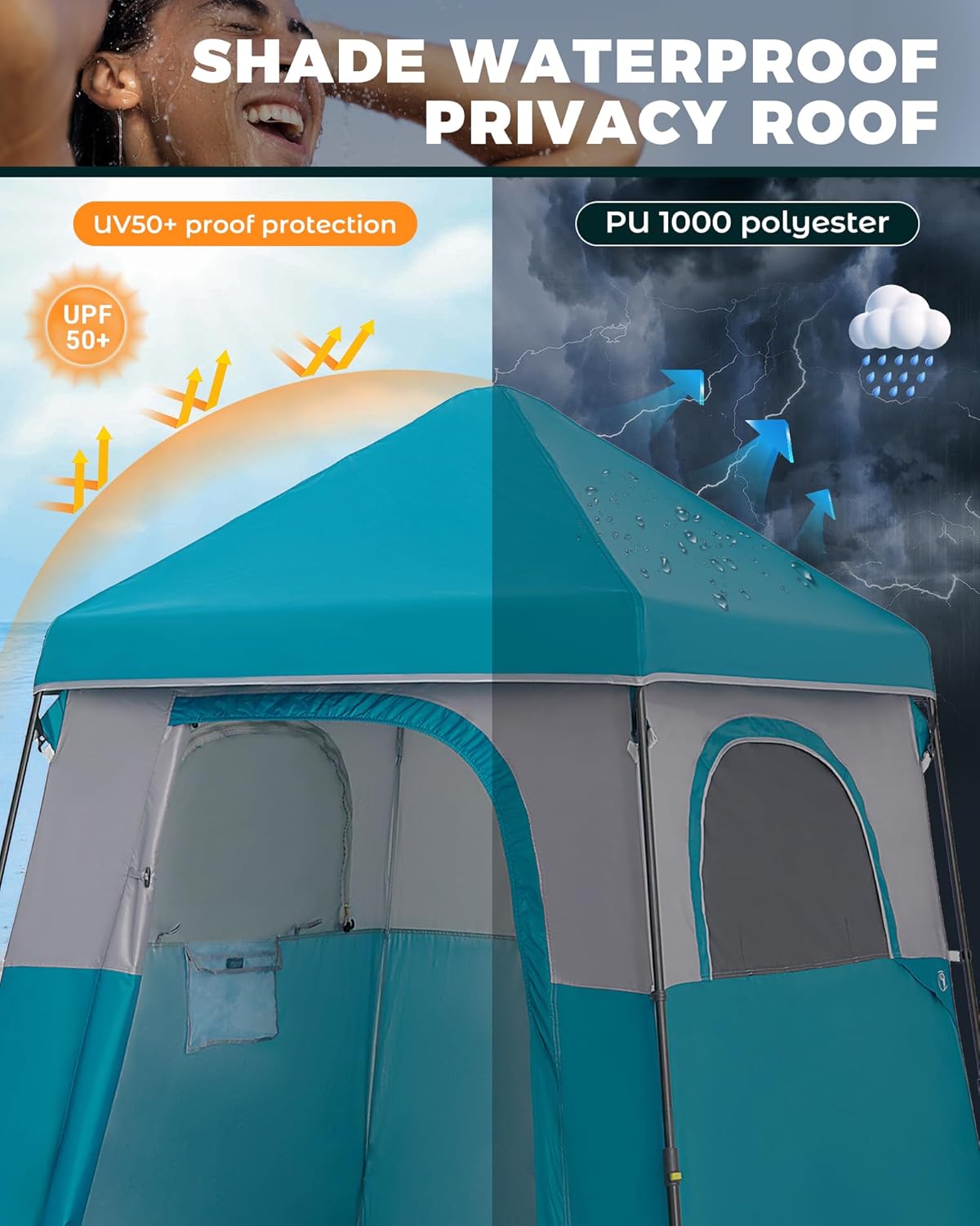 ポータブルプライバシーシャワーテント、頑丈で広々とした床付き - Outdoor Und Camping のレビューと価格