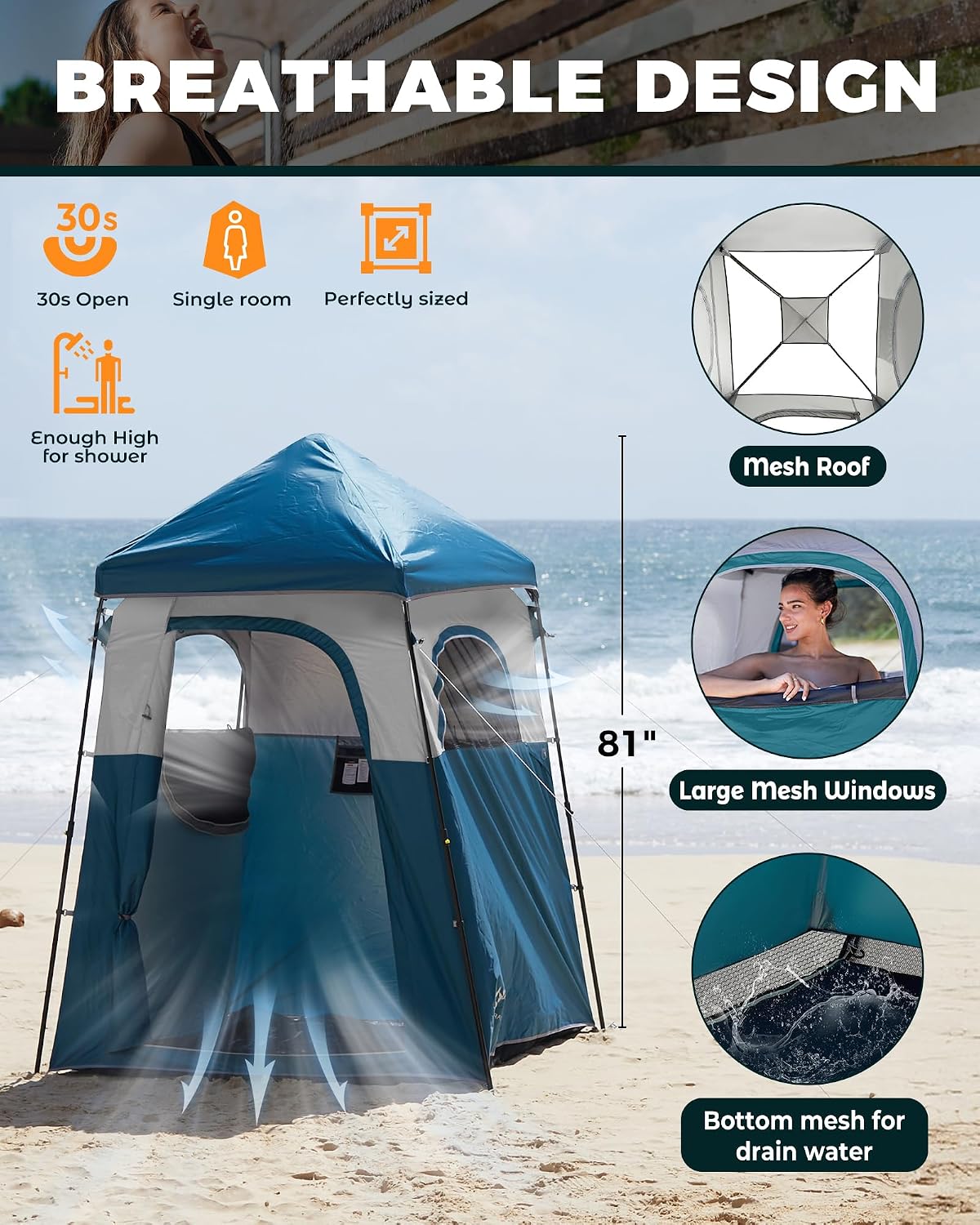 ポータブルプライバシーシャワーテント、頑丈で広々とした床付き - Outdoor Und Camping のレビューと価格