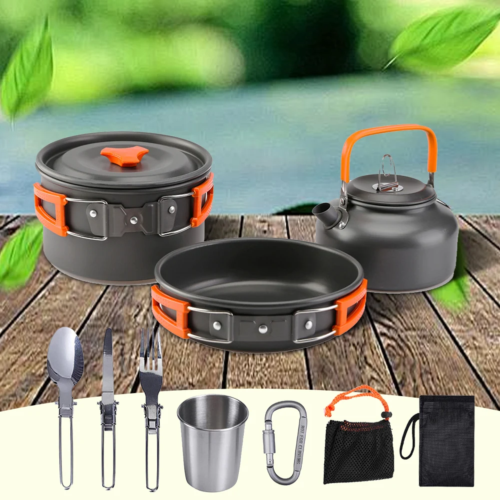 キャンプ調理器具キット ケトル ポット パン クックセット  - Outdoor Camping Kettle のレビューと価格