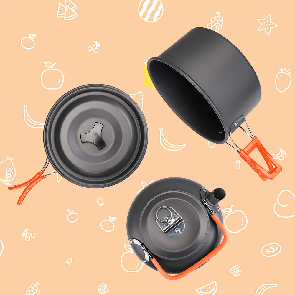 キャンプ調理器具キット ケトル ポット パン クックセット  - Outdoor Camping Kettle のレビューと価格