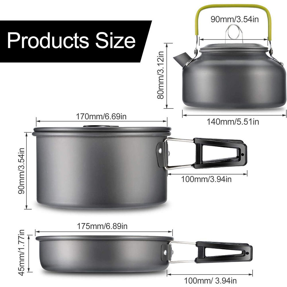 アルミ合金製のアウトドアキャンプ用調理器具セット、鍋にこびり - Outdoor Camping World のレビューと価格