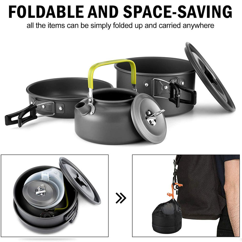 アルミ合金製のアウトドアキャンプ用調理器具セット、鍋にこびり - Outdoor Camping World のレビューと価格