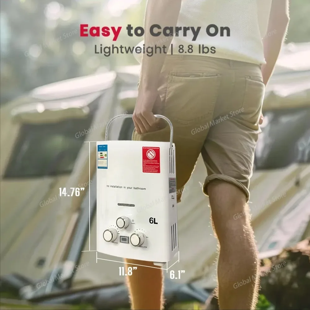 プロパンLPGガス タンクレス給湯器 6L 屋外キャンプ用イ - Outdoor Camping Hot Water Shower のレビューと価格