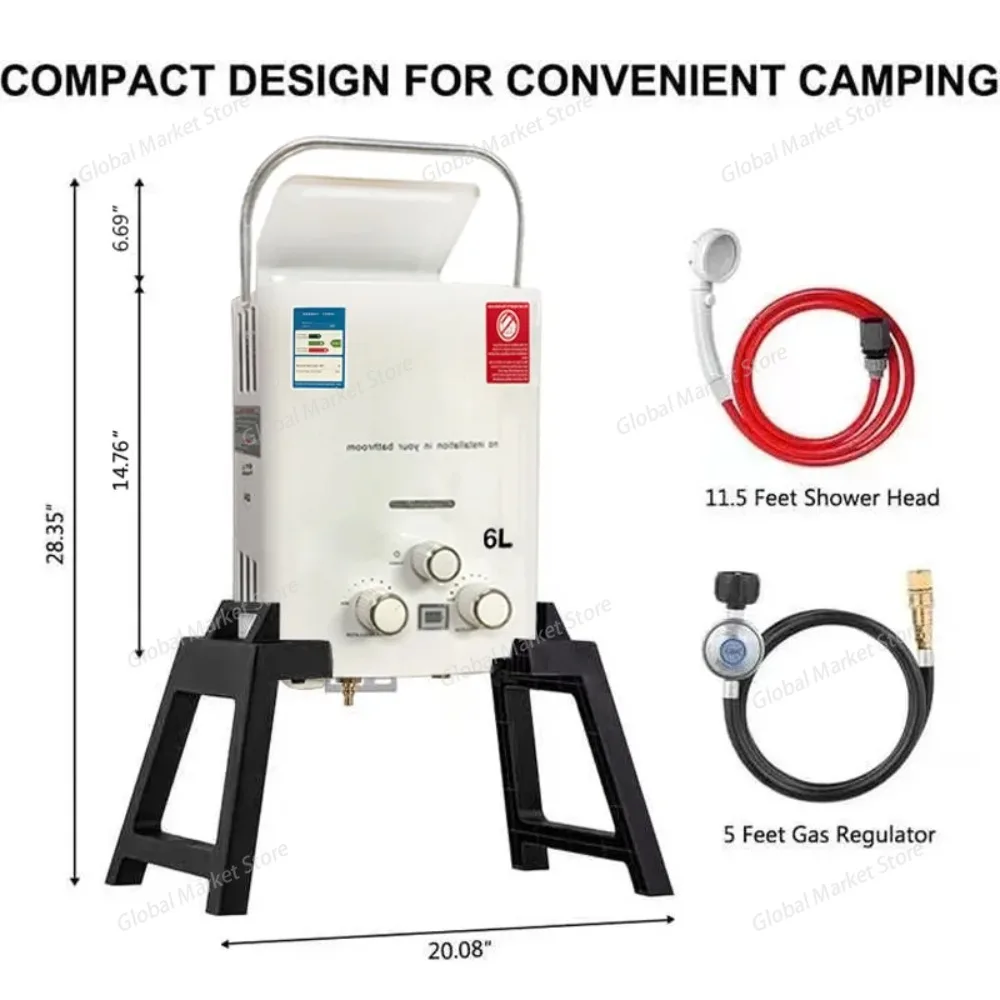 プロパンLPGガス タンクレス給湯器 6L 屋外キャンプ用イ - Outdoor Camping Hot Water Shower のレビューと価格