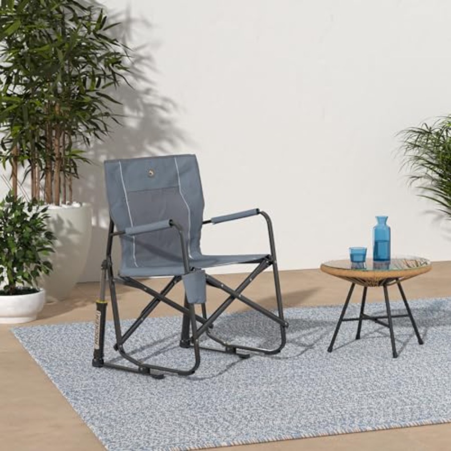 フリースタイルロッカーキャンプチェア（屋外用）グレーのスチー - Outdoor Camping Rocking Chair のレビューと価格