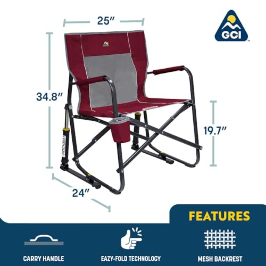 フリースタイルロッカーキャンプチェア（屋外用）グレーのスチー - Outdoor Camping Rocking Chair のレビューと価格