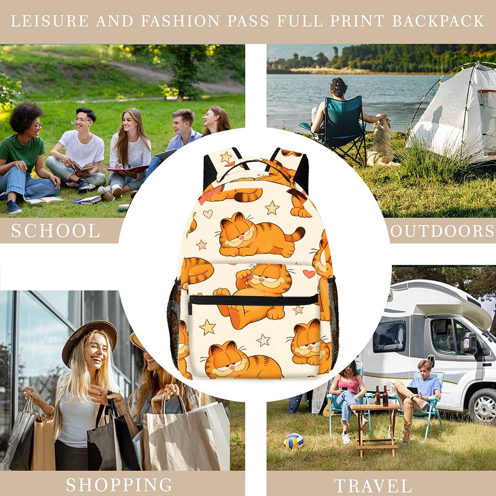 面白い怠惰なガーフィールドバックパックスターハートプリントか - Outdoor Camping Backpack のレビューと価格